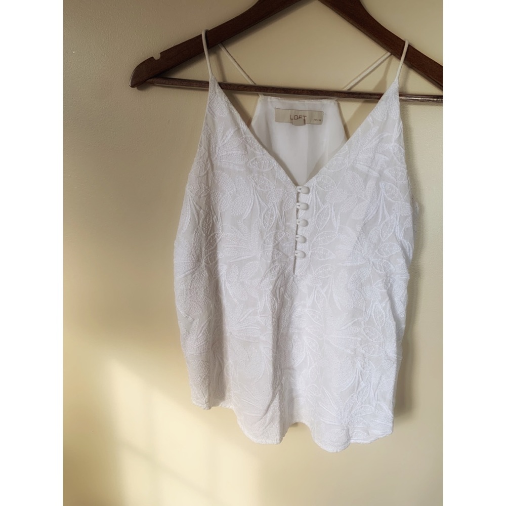 White Embroidered Loft Tank